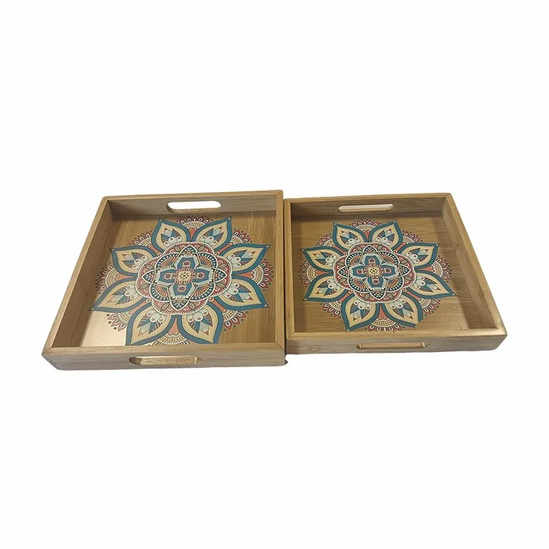 Bamboo Coffee Tray with UV Printing Bamboo Coffee Tray with UV Printing