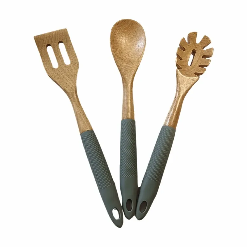 Wood and Silicone Utensil Set